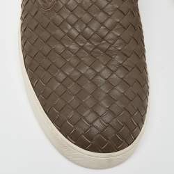 Bottega Veneta Brown Intrecciato Leather Slip On Sneakers Size 43.5