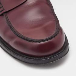 مملوكة مسبقًا Bottega Veneta Burgundy Leather Slip On Loafers Size 41.5