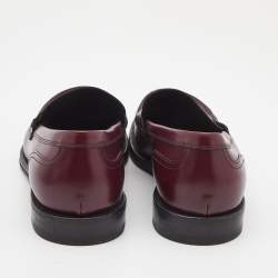 مملوكة مسبقًا Bottega Veneta Burgundy Leather Slip On Loafers Size 41.5