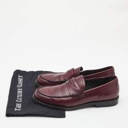 مملوكة مسبقًا Bottega Veneta Burgundy Leather Slip On Loafers Size 41.5