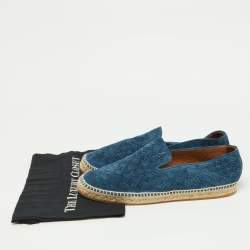 Bottega Veneta Navy Blue Intrecciato Suede Slip On Espadrilles Size 45