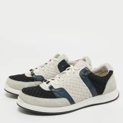 Pre Owned Bottega Veneta Multicolor Suede Intrecciato Low Top Sneakers Size 45