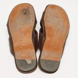 Bottega Veneta Brown Intrecciato Leather Cross Strap Slides Size 43