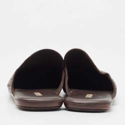 Pre Owned Bottega Veneta Brown Woven Leather Intrecciato Fiandra Mules Size 43