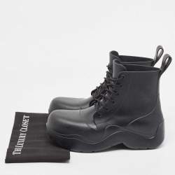 Bottega Veneta Black Rubber Lace Up Puddle Boots Size 41