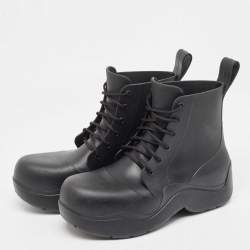 Bottega Veneta Black Rubber Lace Up Puddle Boots Size 41