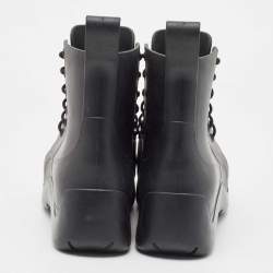 Bottega Veneta Black Rubber Lace Up Puddle Boots Size 41