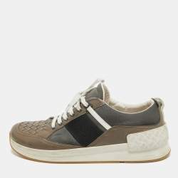 Bottega Veneta Multicolor Intrecciato Leather & Canvas Lace Up Sneakers Size 42