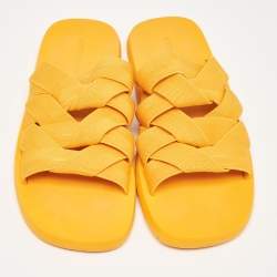 Bottega Veneta Orange Stretch Fabric Plat Slides Size 45