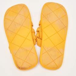 Bottega Veneta Orange Stretch Fabric Plat Slides Size 45