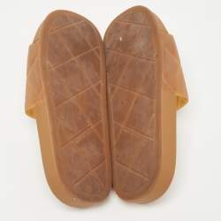 Pre Owned Bottega Veneta Brown Intrecciato Rubber Slide Sandals Size 42