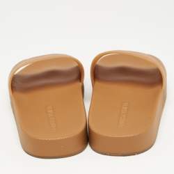 Pre Owned Bottega Veneta Brown Intrecciato Rubber Slide Sandals Size 42