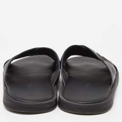 Pre Owned Bottega Veneta Black Woven Leather Cross Strap Flat Slides Size 43 