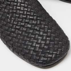 Pre Owned Bottega Veneta Black Intrecciato Leather Tubolare Mules Size 41.5