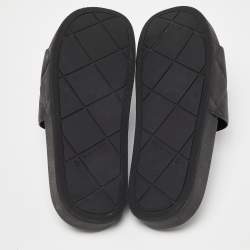 Pre Owned Bottega Veneta Intrecciato Rubber BV Flat Slides Size 45