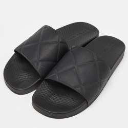Pre Owned Bottega Veneta Intrecciato Rubber BV Flat Slides Size 45
