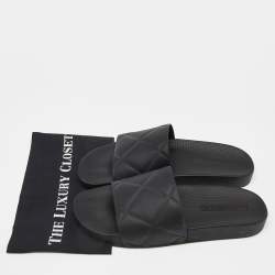 Pre Owned Bottega Veneta Intrecciato Rubber BV Flat Slides Size 45
