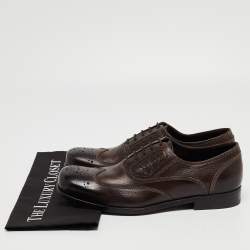 Bottega Veneta Brown Brogue Leather Lace Up Oxfords Size 42.5