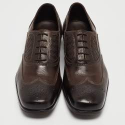 Bottega Veneta Brown Brogue Leather Lace Up Oxfords Size 42.5