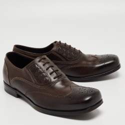 Bottega Veneta Brown Brogue Leather Lace Up Oxfords Size 42.5