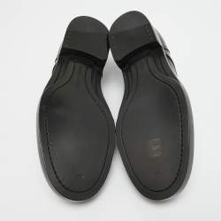 Pre Owned Bottega Veneta Black Leather Buckle Detail Lace Up Derby Size 42