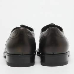 Pre Owned Bottega Veneta Black Leather Buckle Detail Lace Up Derby Size 42