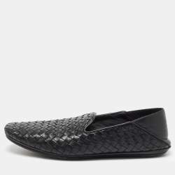 Bottega Veneta Black Intrecciato Leather Smoking Slippers Size 41