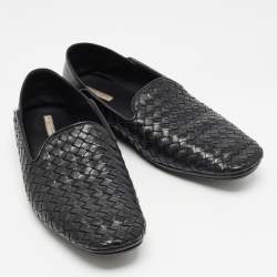 Bottega Veneta Black Intrecciato Leather Smoking Slippers Size 41