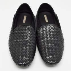 Bottega Veneta Black Intrecciato Leather Smoking Slippers Size 41