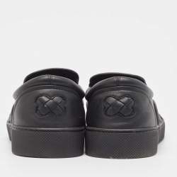 Pre Owned Bottega Veneta Black Intrecciato Leather Slip On Sneakers Size 40