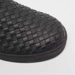 Pre Owned Bottega Veneta Black Intrecciato Leather Slip On Sneakers Size 40