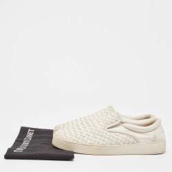 مملوكة مسبقًا Bottega Veneta White Intrecciato Leather Dodger Slip On Sneakers Size 40