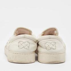 مملوكة مسبقًا Bottega Veneta White Intrecciato Leather Dodger Slip On Sneakers Size 40