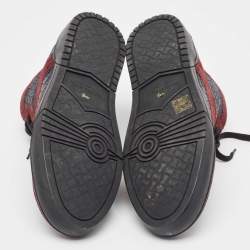 Bottega Veneta Burgundy/Navy Blue Suede and Intrecciato Leather High Top Sneakers Size 44.5 