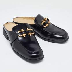 Pre Owned Bottega Veneta Black Patent Leather Monsieur Mules Size 44