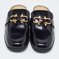 Pre Owned Bottega Veneta Black Patent Leather Monsieur Mules Size 44