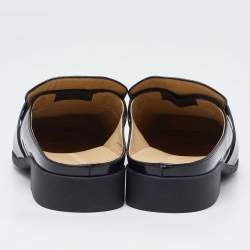 Pre Owned Bottega Veneta Black Patent Leather Monsieur Mules Size 44