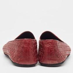 Bottega Veneta Burgundy Intrecciato Leather Slip on Loafers Size 42