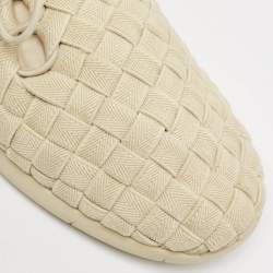 Bottega Veneta Beige Intrecciato Elasticated Fabric Plat Sneakers Size 40.5 