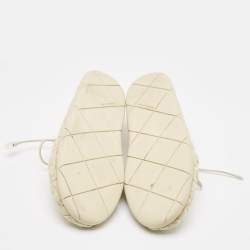 Bottega Veneta Beige Intrecciato Elasticated Fabric Plat Sneakers Size 40.5 