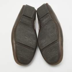 Bottega Veneta Brown Intrecciato Leather Wave Driver Bow Slip On Loafers Size 43.5 