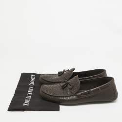 Bottega Veneta Brown Intrecciato Leather Wave Driver Bow Slip On Loafers Size 43.5 
