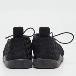 Bottega Veneta Black Woven Fabric Elasticated Intrecciato Sneakers Size 40