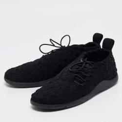 Bottega Veneta Black Woven Fabric Elasticated Intrecciato Sneakers Size 40