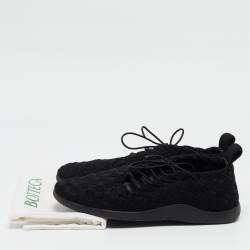 Bottega Veneta Black Woven Fabric Elasticated Intrecciato Sneakers Size 40