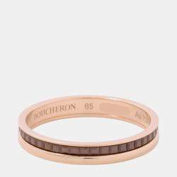 Boucheron Quatre Classique 18K Pink Yellow Gold Brown Ceramic Ring EU 65