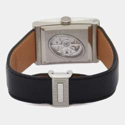 Boucheron Silver Stainless Steel Diamond Leather Reflet XL WA009213 SS Men's Wristwatch 31.50 mm