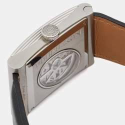 Boucheron Silver Stainless Steel Diamond Leather Reflet XL WA009213 SS Men's Wristwatch 31.50 mm