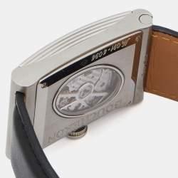 Boucheron Silver Stainless Steel Diamond Leather Reflet XL WA009213 SS Men's Wristwatch 31.50 mm