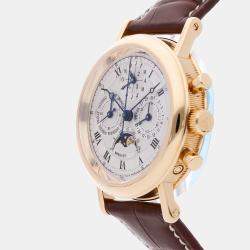 Pre Owned Pre-Owned Breguet Perpetual Calendar Chronograph 5617  Silver Manual Winding 18k Yellow Gold  Men's Wristwatch 35 mm